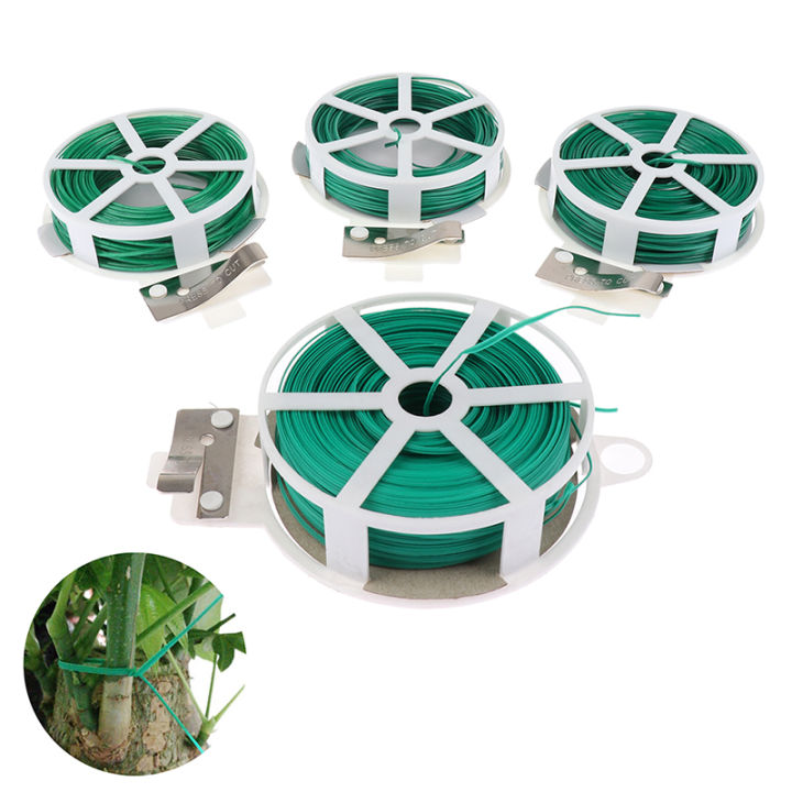 Plant Fixed Rope Garden Wire Plant Twist Tie Green Coated String With Cutter