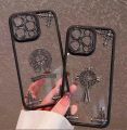 Masala Beads Transparent Metal Chrome Heart Phone Case for Iphone Case Mobile Cover Cases. 