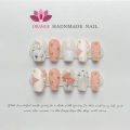 Handmade Nails Medium Length Matte Rhinestone Press on Nails y2k Full Cover Coffin Manicuree Wearable XS S M L Size Nails. 