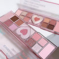 Cosmetics Korean Eyeshadow Palette Pink Heart Color 12 Eyeshadow Natural Cool Shade Low Saturation Matte Tray Brown. 