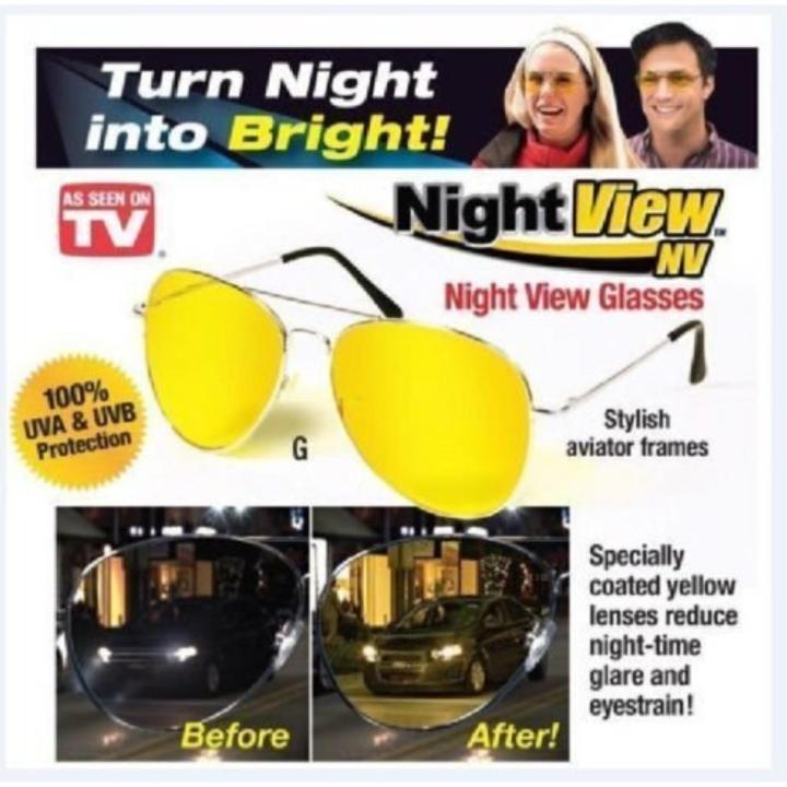 Night Vision Anti-Glare Hd Aviator Polarized Glasses Yellow As - Main Image