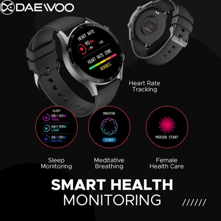 Daewoo%20Dream%20Series%20DM50%20Smartwatch:1.43"%20AMOLED%20HD%20Full%20Touch%20Screen,%20BT%20Call,%20BT%20Music,%20Blood%20Oxygen,%20NFC,%20Always%20On%20Display,%20Double%20Button,%20IP68%20Waterproof,%20400%20mah%20Battery,%20Siri%20Assistant,%20Lady%20Health%20-%20Image%207