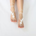 【Prices are Now don't Cotton Handmade Crochet Anklet Crocheted Barefoot Sandals Cotton Handmade Anklet National Platform. 