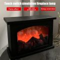 Fireplace Decorative Lantern, Battery Operated USB Rechargable Tabletop Artificial LED Fireplace Lamp, Touch Switch Fireplace Light for Home Courtyard Christmas Decoration (Square). 