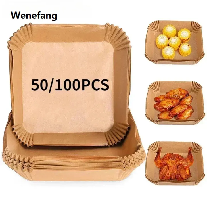 Wenefang%2050/100PCS%20Air%20Fryer%20Disposable%20Paper%20Square%20Round%20Baking%20Paper%20Barbecue%20Original%20Plate%20NonStick%20Mat%20Kitchen%20Oven%20Oil%20Absorbing%20Paper%20Tool%20-%20Image%202