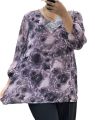 Stylish Summer Plus Size V-Neck Long Sleeves Floral Printed Tops. 