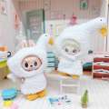 Labubu 10cm 15cm Clothes Cotton Big White Goose Jumpsuit Set Plush Toy Doll Dress Up. 