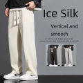 Ice Silk Pants Boys Summer Thin Loose Sports Straight Trousers Trendy Brand Quick-drying Hanging Wide-leg Casual Pants. 