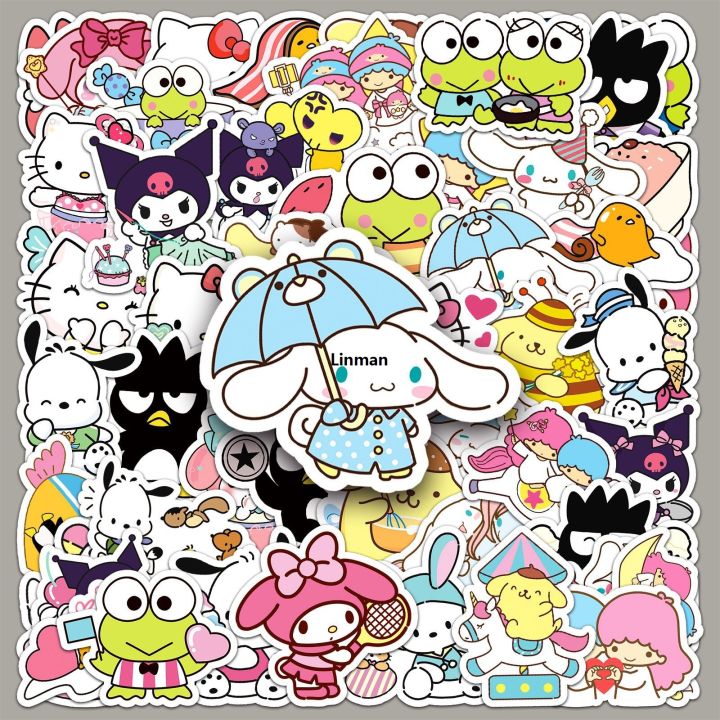 Linman 50pcs Sanrio Stickers Cute Cinnamoroll Kuromi My Melody Stick er For Laptop Phone Case Girls Sanrio Anime Stickers Kids Toys
