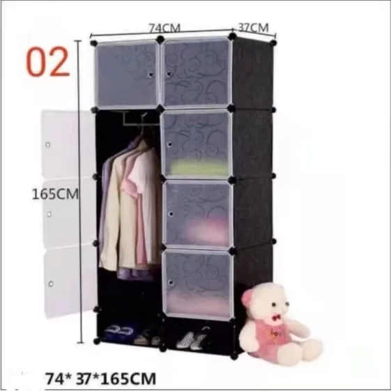 8%20Cubes%20Plastic%20%20cabinet%20Wardrobe%20portable%20folding%20Daraz%20with%20Shoe%20Rack%20-%20Image%203