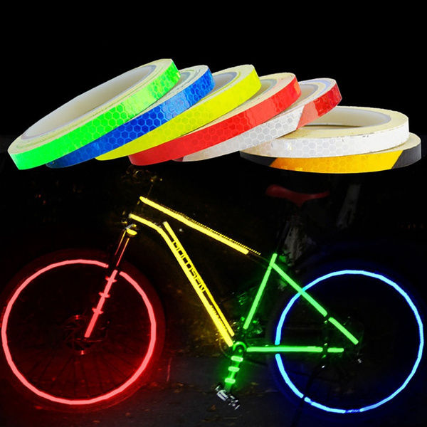 1cmx8m Universal Bike Reflective Stickers Bicycle Fluorescent Protective MTB Cycling Tape Adhesive Night Riding Safety Equipment Motorcycle Car Accessories