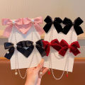 Elegant Vintage Bow Pearl Tassel Chain Hairpins Sweet Headband Hair Clips Fashion Hair Accessories YULING. 