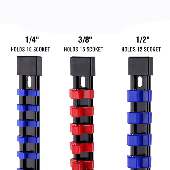 3%20PCS%20Socket%20Organizer%201/2%203/8%201/4%20Inch%20Drive%20Socket%20Rail%20Holders%20Repair%20Tools%20Socket%20Wall%20Black%20-%20Image%202