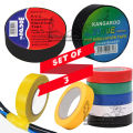 PVC Insulation Tape, High Adhesive Super Tensile Electrical Tape Set of 3Pcs Any Of 6 Colours:- Black, Red, Green, Blue, Yellow, White.. 