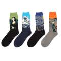 1 Pair Autumn Winter Retro Men Couple New Art Van Gogh Mural World Famous Oil Painting Series Funny Socks. 