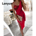 Lanyun Spring Summer Solid Color Sequins Dress Single-Shoulder Suspender Original One-Piece Meeting Dress Long High Waist Dresses. 