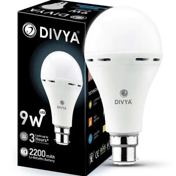 Divya Rechargeable LED Bulb AC-DC Emergency Light Bulb- 9W | Daraz.com.np