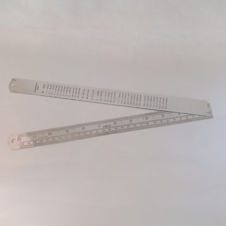 2 Pcs Steel Ruler 12 Inch /30  Cm Long Iron Ruler Stainless Steel Ruler Scale With Conversion Table In 2 Mm