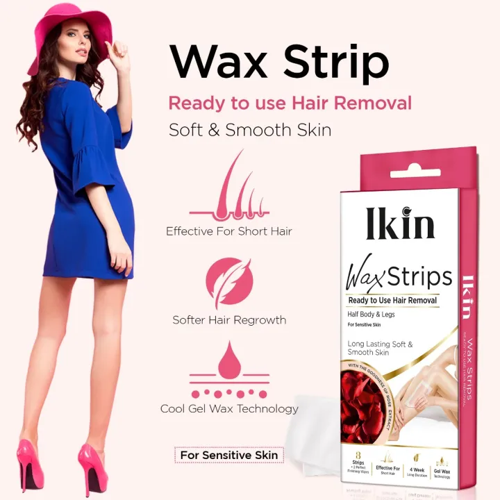 Astaberry Ikin Wax Strip with goodness of rose extract for Sensitive Skin- 8 strips