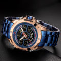 NAVIFORCE NF9170 Dual Movement Digital Analogue Quartz Watch For Men - Rosegold/Blue | Fashion NaviForce Watch For Men. 