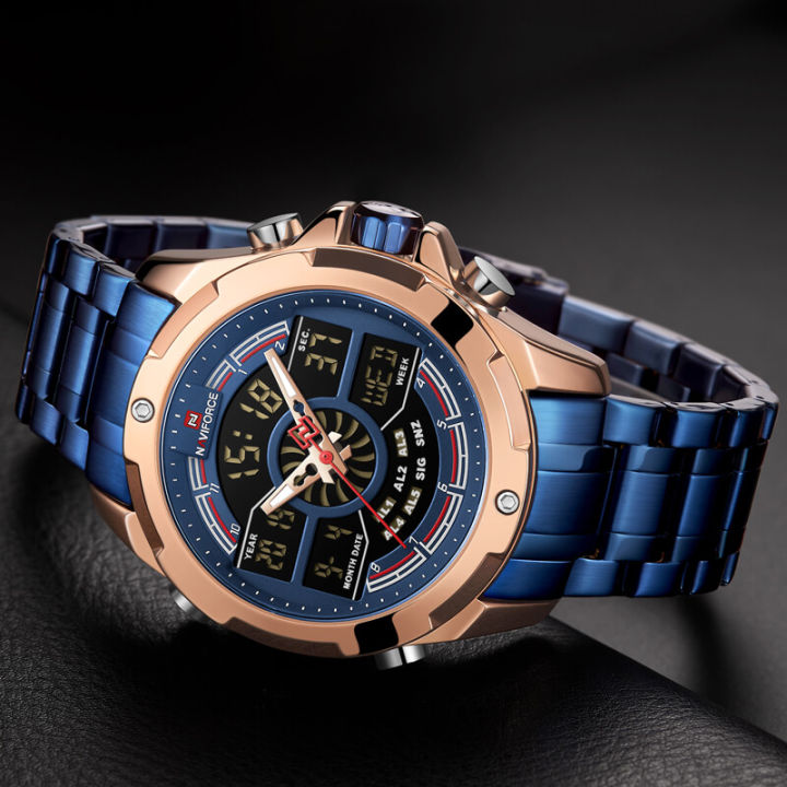 NAVIFORCE%20NF9170%20Dual%20Movement%20Digital%20Analogue%20Quartz%20Watch%20For%20Men%20-%20Rosegold/Blue%20%7C%20Fashion%20NaviForce%20Watch%20For%20Men%20-%20Image%204
