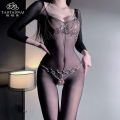 Momo Nai's new underwear hot girl chain cutout see-through suit temptation uniform pure desire tights suit women. 