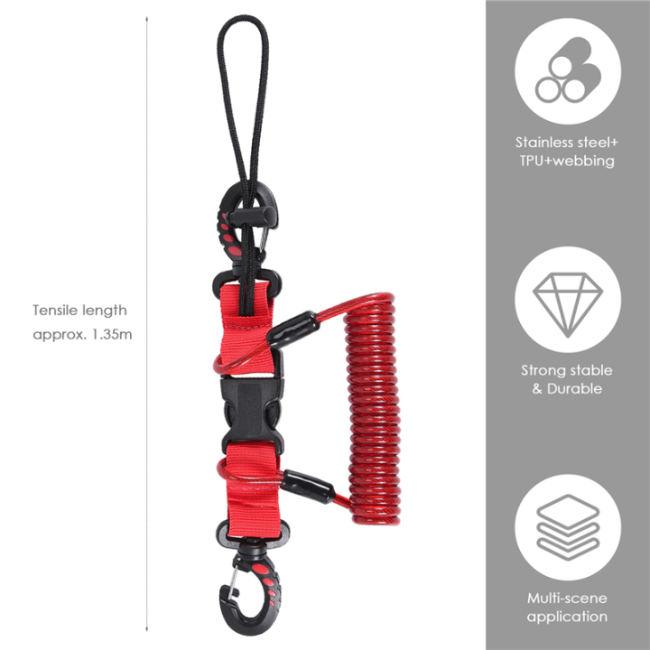 Scuba%20Diving%20Lanyard%20Coil%20Springs%20Camera%20Lanyard%20Spiral%20with%20Ring%20Dive%20for%20Dive%20Lights%20Underwater%20Diving%20Rods,Red%20-%20Image%205