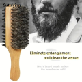 Sutuiying 4pcs Double Sided Beard Brush Set Shaving Brush Wooden Whisker Comb 2025 Wood High Quality Beard Brush Styling Brush Salon Hair Tool. 