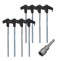 NAMUNY 8Pcs Screw in Tent Stakes with Hex Socket Heavy Duty Spiral Screw Tent Stakes Pegs Screw for Outdoor Camping Orange. 