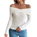 Women'S Off the Shoulder Sweater Long Sleeve Knit Fall Pullover Tops Winter Going Out Outfits. 