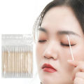 Double-Pointed Disposable Ultra-Small Cotton Swab Brush Lint Free Micro Wood Makeup Brushes Eyelash Extension Glue Removing Tool Natuo. 