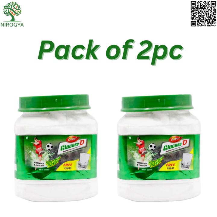 Dabur Glucose-D 500grm with Free Glass  Pack of 2 pc