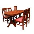 Dark Brown Color Wooden Oval Dining Table With Four Chair (60*36*30). 