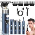 Huadunwen 2025 New New Men 5-in-1 Multifunctional Hairdresser Eyebrow Trimmer Nose Hair Trimmer Shaver Set Carving Electric Scissors. 