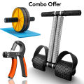 3-in-1 Combo Offer: Ab Roller Wheel for Home Workout | Adjustable Hand Grip Strengthener | Double Spring Tummy Trimmer | Abs Workout Equipment for Men & Women. 