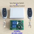 433 Mhz Remote Control Switch for Light,Door, Garage Universal Remote AC 85V - 250V 110V 220V 2CH Relay Receiver. 