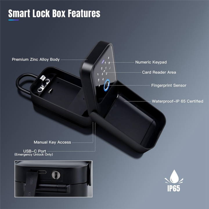 Smart Key Lock Box Fingerprint Lock Box Suitable for House Keys and ...