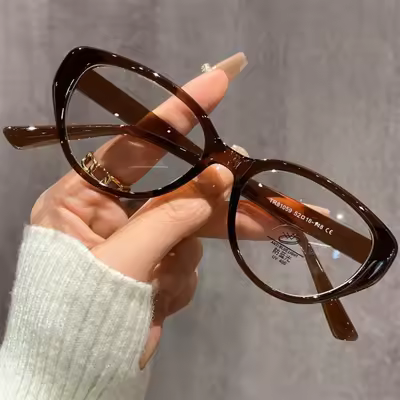 Cat's Eye New Retro Black Frame with Degree Anti Blue Light Myopia Glasses Small Face Plain Light Glasses Women's Eyeframe