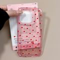 Aesthetic Cute Pink Polka Dot Clear Phone Case For iPhone 16 15 14 13 Pro Max Korean Lovely Shockproof Phone Cover For Girl Gift. 