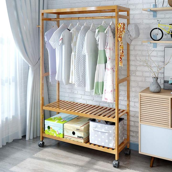 Bamboo%20Coat%20Rack%20DIY%20Garment%20Rack%20Coat%20Clothes%20Hanging%20Rail%202%20Tiers%204%20Hooks%20for%20Shoe%20and%20Hat%20Rack%20Laundry%20Storage%20Shelves%20%20-%20Brown%20-%20Image%204