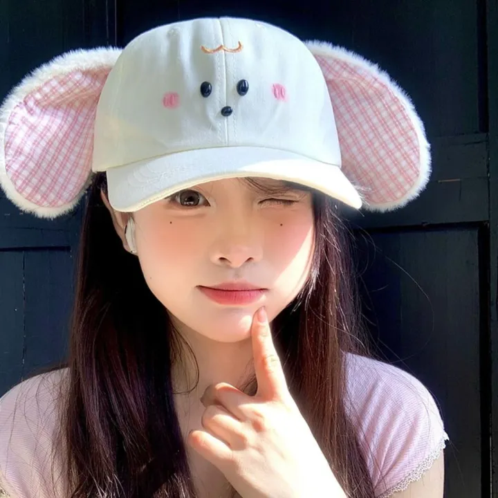 Trendy%20Cute%20Baseball%20Cap%20Plush%20Rabbit%20Ear%20Y2k%20Peaked%20Cap%20Versatile%20Plaid%20Sunscreen%20Hat%20Female%20-%20Image%205