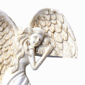 Door Frame Angel Wing Sculpture Simple Angel Ornament with Heart-Shaped Retro Resin Crafts for Home ,Left. 