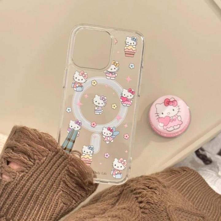 Cute%20Sanrio%20Hello%20Kitty%20Magnetic%20Bracket%20Magsafe%20Wireless%20Charge%20Phone%20Case%20For%20iPhone%2015%2014%2013%2012%2011%20Pro%20Max%20Clear%20Hard%20Cover%20-%20Image%205