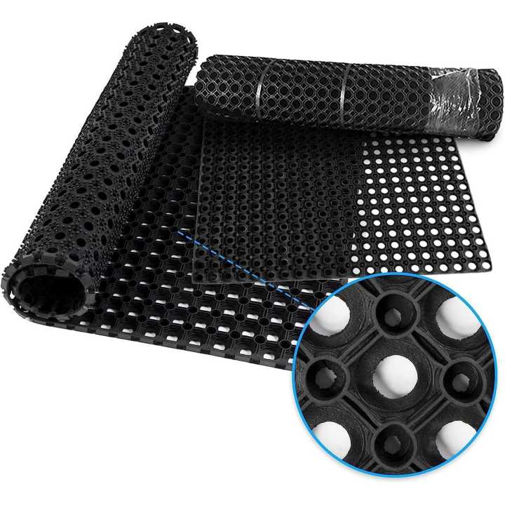 Black Rubber Hollow Door Mat 45 X 75CM