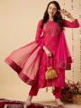 Women Cotton Blend Kurta Pant Dupatta Set. 