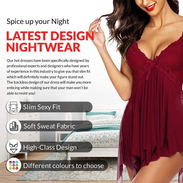 Fancyra%20Women%20Nightwear%20Babydoll%20Lingerie%20Sleepwear%20Dress%20Free%20Size%20Maroon%20Color%20-%20Image%206