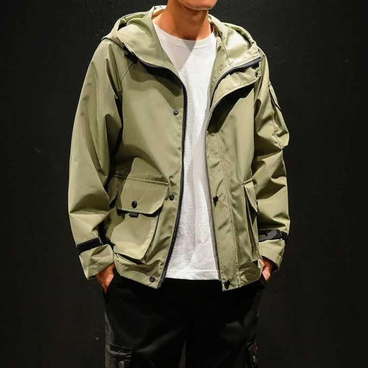 Men-s Summer Hooded Front Box Pocket Windcheater Jacket.(YC Green ...