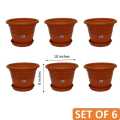 Flower Plastic Pot / Gamala 10 Inches 6 Pcs Set With Base Plate. 