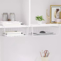 1PC Metal Kitchen Organizer Shelf Under Table Hanging Net Basket Multifunctional Book Storage Rack Home Offices B. 
