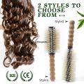 Wenefang Wooden handle curling barrel cork hair brush boar ladies 1PC bristle round handle styling comb anti-static hair tool. 
